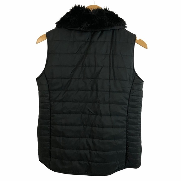 CB Black Quilted Light Puff Faux Fur Vest Sz S - Picture 9 of 9